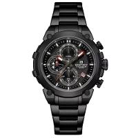 Relógio Masculino Quartzo Com Cronógrafo Esportivo Impermeavel Em Aço Inoxidável Preto - 1