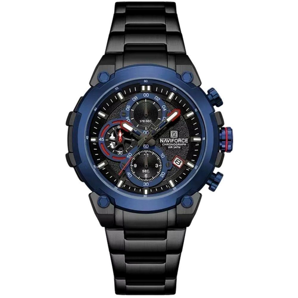Relógio Masculino Quartzo Com Cronógrafo Esportivo Impermeavel Em Aço Inoxidável Azul - 1