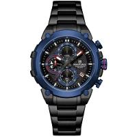 Relógio Masculino Quartzo Com Cronógrafo Esportivo Impermeavel Em Aço Inoxidável Azul - 1