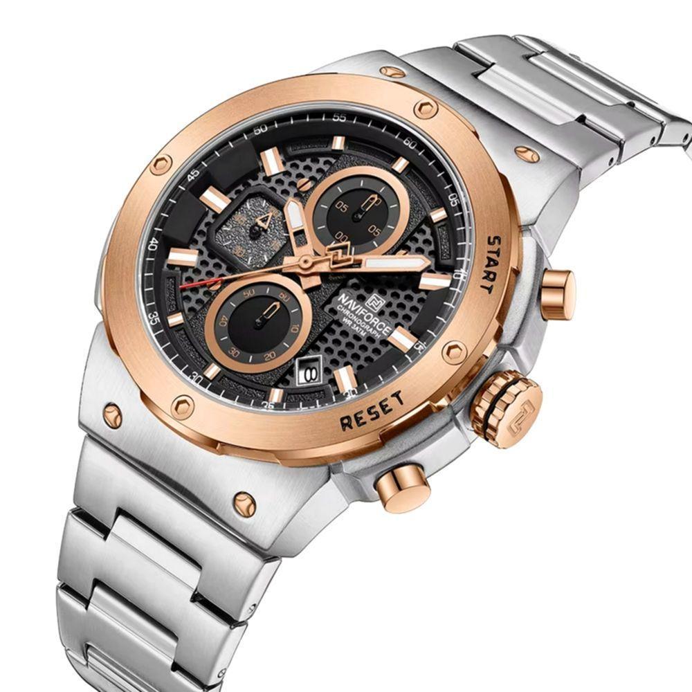 Relógio De Quartzo Esportivo Militar Em Aço Inoxidável À Prova Da Água Impermeavel Prata Rose - 2
