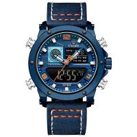 Relógio Masculino De Exibição Dupla Esportivo Militar De Quartzo Impermeavel 3atm À Prova Da Água Azul - 1