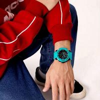 Relógio Esportivo Masculino Dupla Exibição De Quartzo Pulseira Silicone 5atm À Prova Da Água Azul - 3