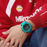 Relógio Esportivo Masculino Dupla Exibição De Quartzo Pulseira Silicone 5atm À Prova Da Água Azul - 4