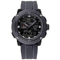 Relógio Esportivo Masculino Dupla Exibição De Quartzo Pulseira Silicone 5atm À Prova Da Água Cinza - 1