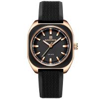Relógio Feminino De Quartzo Casual Com Pulseira De Silicone Impermeavel 3atm Preto Dourado - 1