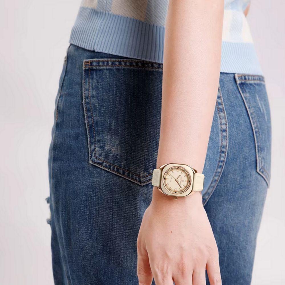 Relógio Feminino De Quartzo Casual Com Pulseira De Silicone Impermeavel 3atm Bege - 5