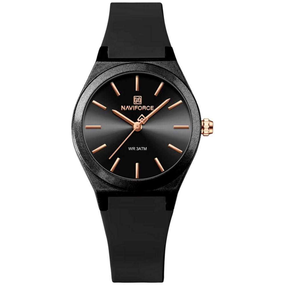 Relógio Analógico Feminino De Quartzo Casual Com Pulseira De Silicone Impermeavel Preto - 1