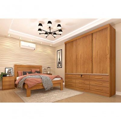 Guarda Roupa Casal Chicago 3 Portas de Correr 9 Gavetas cinamomo Tcil Móveis
