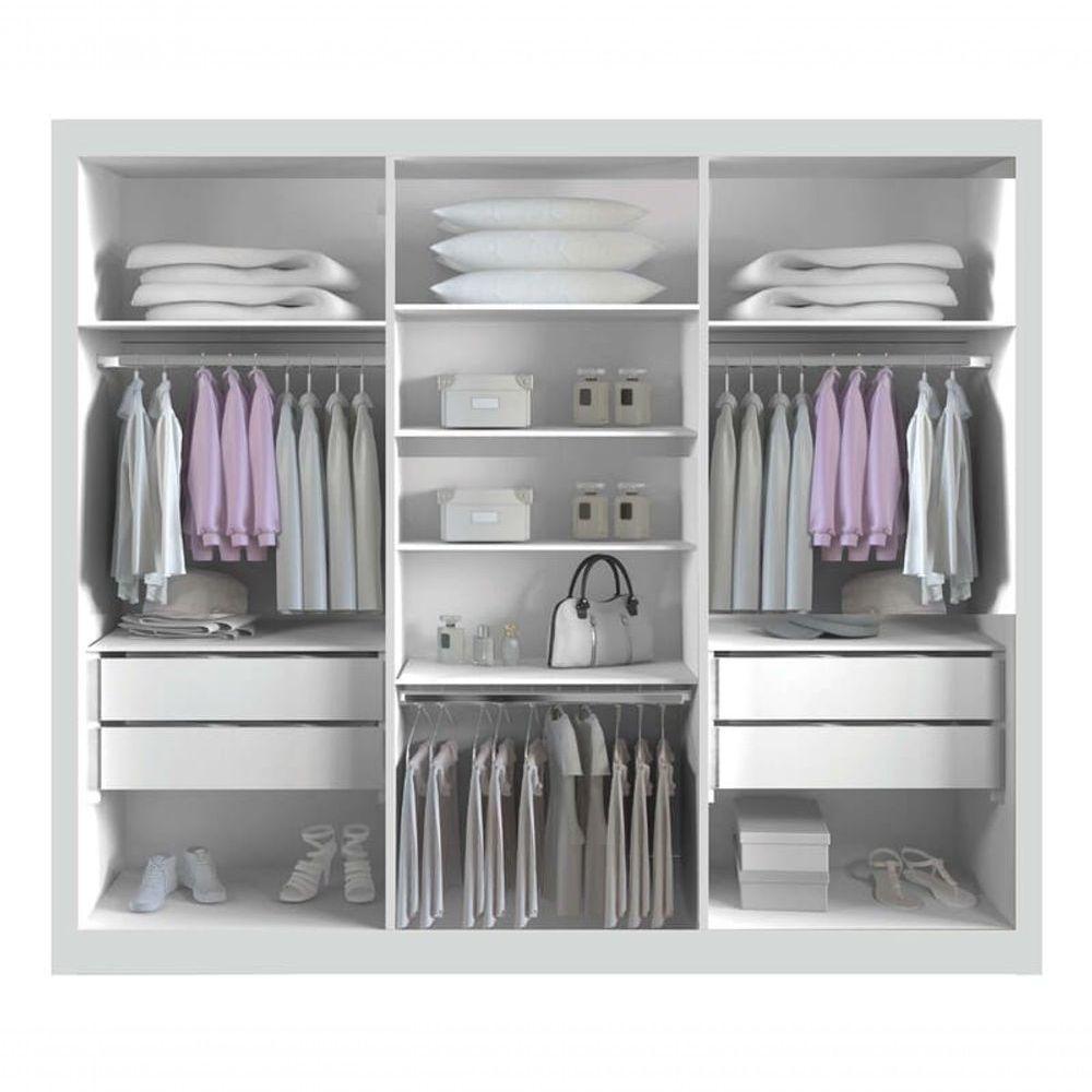 Guarda Roupa Casal Com Espelho 3 Portas 4 Gavetas Milano-branco Leifer Móveis - 2