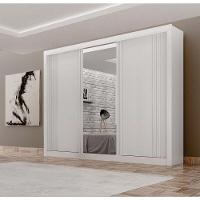 Guarda Roupa Casal Com Espelho 3 Portas 4 Gavetas Milano-branco Leifer Móveis - 1