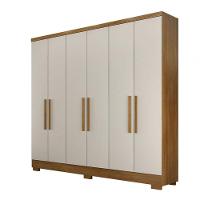 Guarda Roupa Solteiro Com Pés 6 Portas 4 Gavetas Milly-cumaru Off White Móveis Novo Horizonte - 2