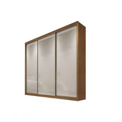 Guarda Roupa Casal Logan 3 Portas de Correr 6 Gavetas Cumaru-Fendi MDF