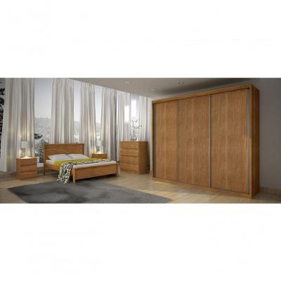 Guarda Roupa Casal Paradizzo Gold 3 Portas de Correr 6 Gavetas Gold-cumaru MDF