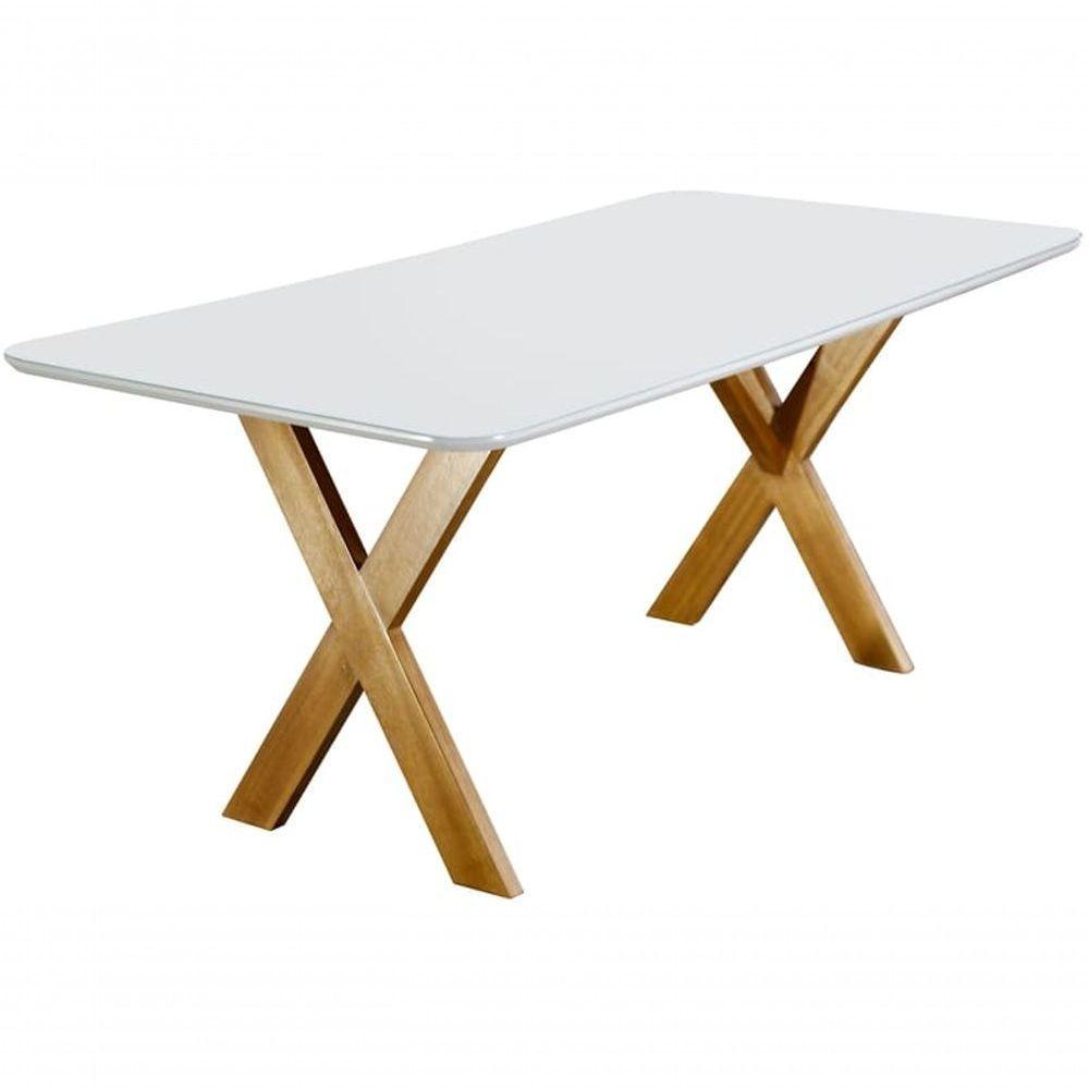 Mesa De Jantar Com Vidro Madeira Maciça Munique-1,80x0,90m Móveis Mundial - 1