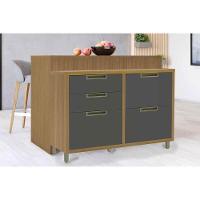 Balcão De Cozinha Modulado Imperatriz Com 1 Porta E 4 Gavetas 120cm Freijó Off White - 2