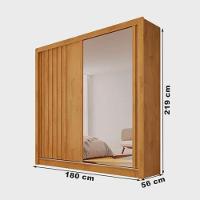 Guarda Roupa Solteiro Ripado Com Espelho 2 Portas 4 Gavetas Lugano-peroba Made Marcs - 2