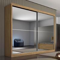 Guarda Roupa Casal Espelhado 2 Portas 4 Gavetas Verona-amêndoa Made Marcs - 1