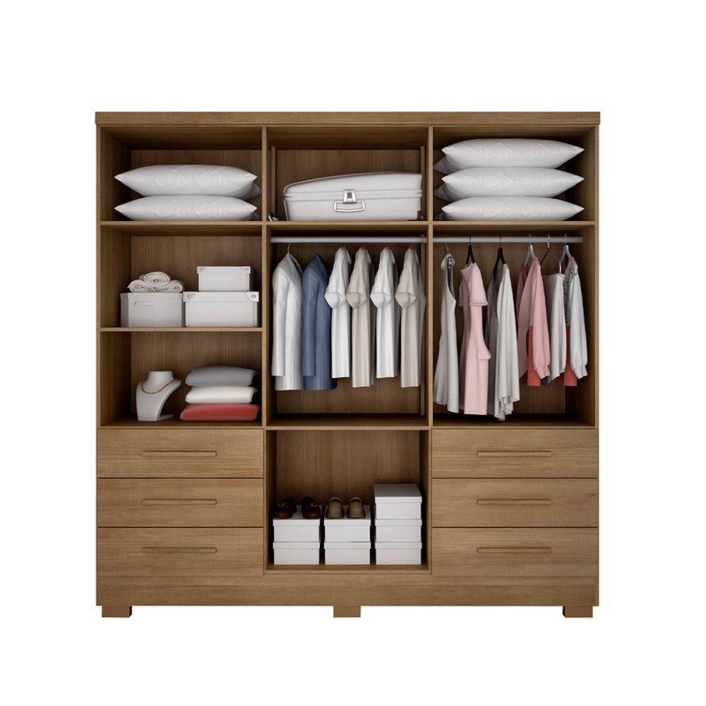 Guarda Roupa Solteiro Com Espelho Com Pés 6 Portas 6 Gavetas Encant-cumaru Móveis Novo Horizonte - 3