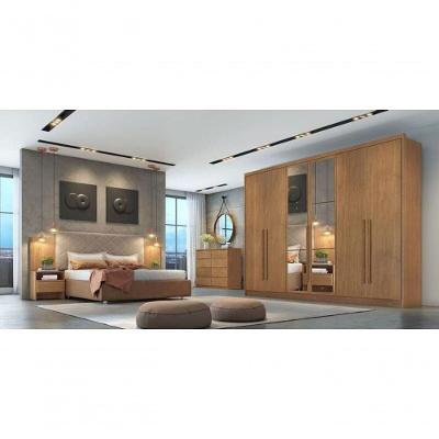 Guarda Roupa Casal Livorno 6 Portas Bater 6 Gavetas Cumaru MDF com Espelho