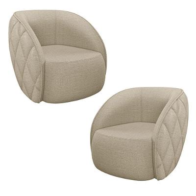 Kit 2 Poltronas Olimpo M03 Para Sala Linho Bege Lyam Decor