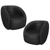 Kit 02 Poltronas Decorativa Para Sala Living Olimpo M03 Couríssimo Preto - Lyam Decor - 1