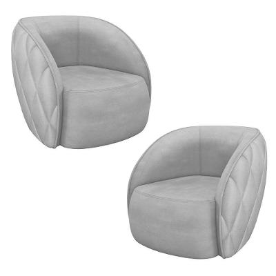 Kit 2 Poltronas Decorativas Olimpo M03 Para Sala Veludo Cinza Lyam Decor