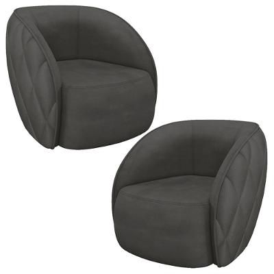 Kit 2 Poltronas Decorativas Olimpo M03 Veludo Cinza Lyam Decor