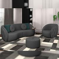 Poltrona Decorativa Para Sala Living Olimpo M03 Linho Chumbo - Lyam Decor - 2