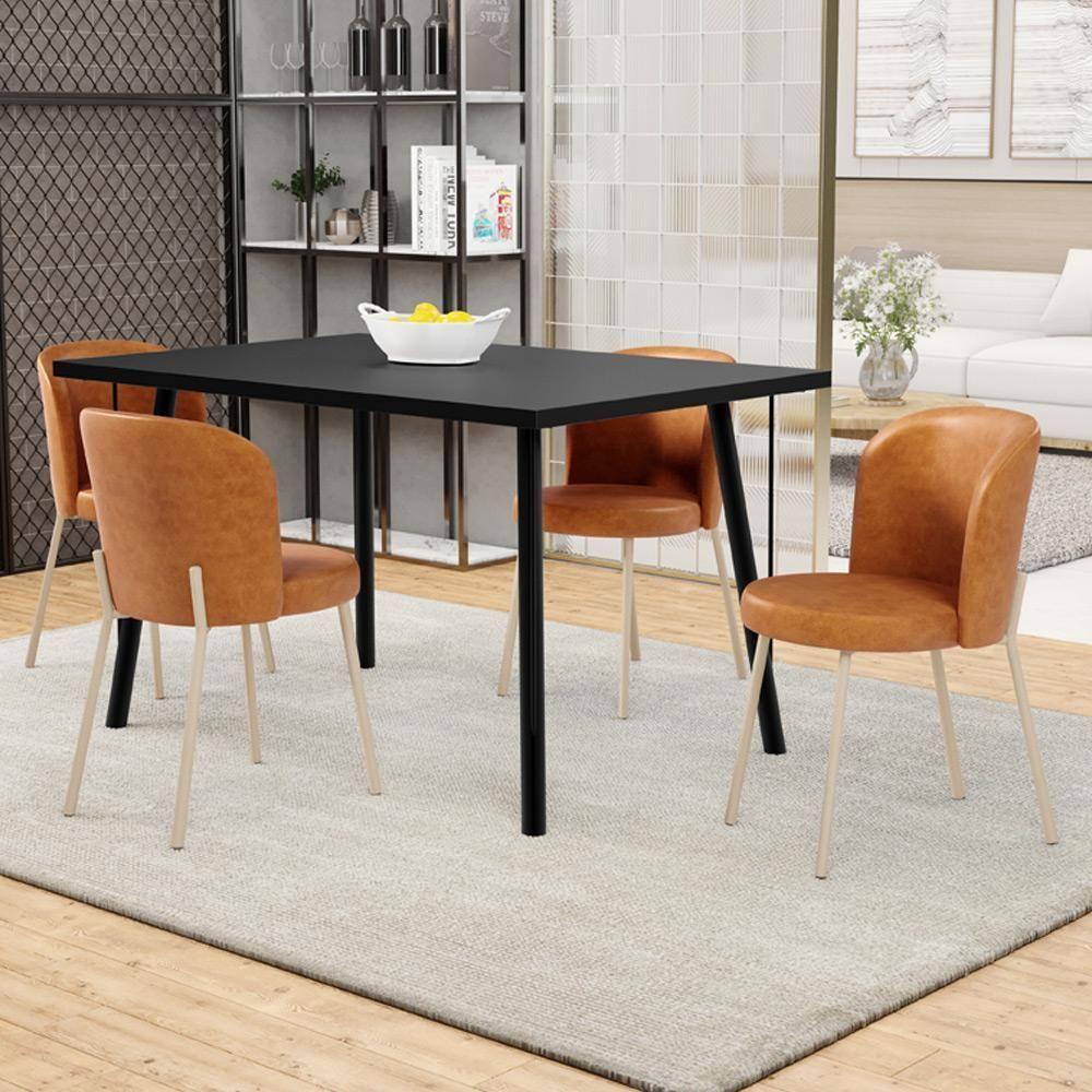 Kit 5 Cadeiras Sala De Jantar Estofada Gavi Arena L02 Couríssimo Canela Lyam Decor - 2