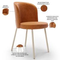 Kit 5 Cadeiras Sala De Jantar Estofada Gavi Arena L02 Couríssimo Canela Lyam Decor