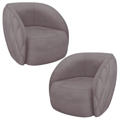 Kit 02 Poltronas Decorativa Para Sala Living Olimpo M03 Veludo Rosê - Lyam Decor