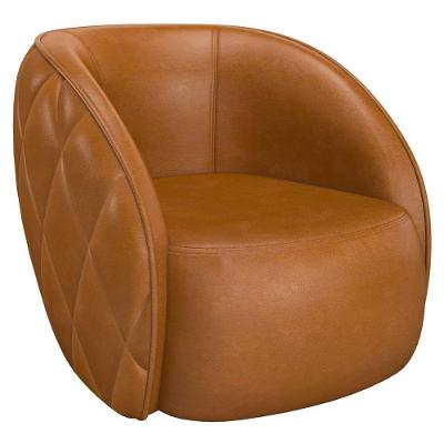 Poltrona Decorativa Olimpo M03 Para Sala Couro Sintético Marrom Lyam Decor