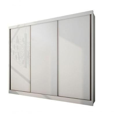 Guarda Roupa Casal Medelim 3 Portas de Correr 6 Gavetas Branco 100% MDF