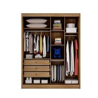 Guarda Roupa Solteiro Com Espelho Mdf 3 Gavetas Toledo-cumaru Móveis Novo Horizonte - 4