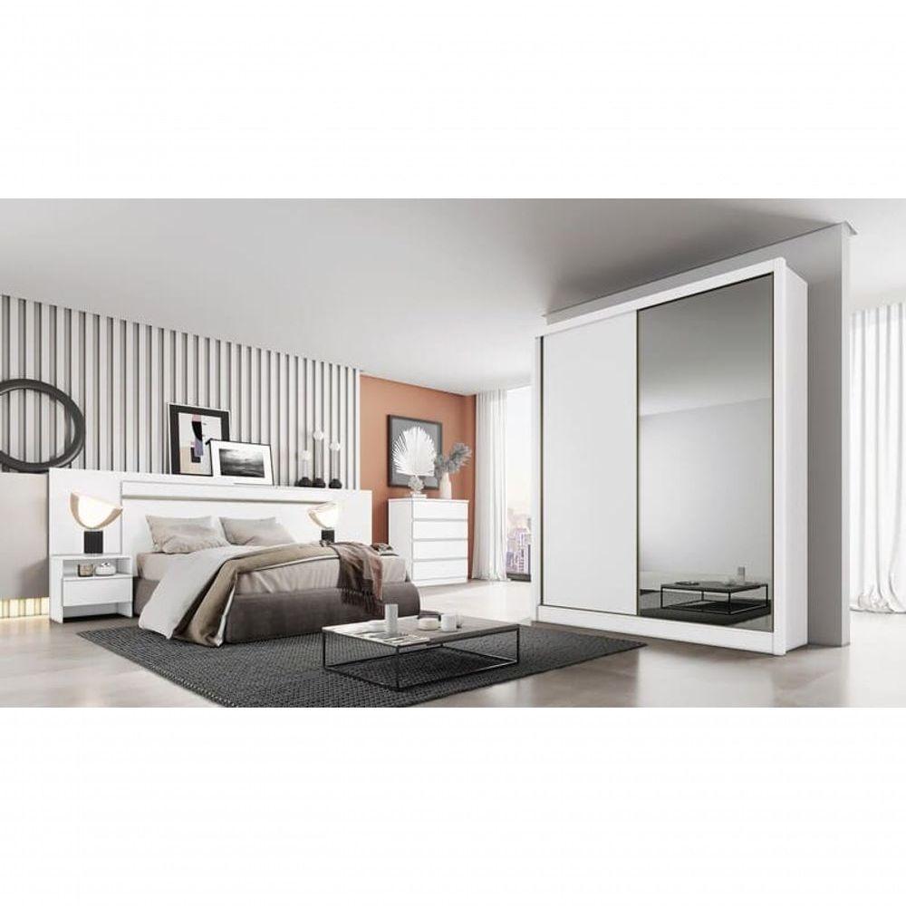Guarda Roupa Solteiro Com Espelho Mdf 3 Gavetas Toledo-branco Móveis Novo Horizonte - 1
