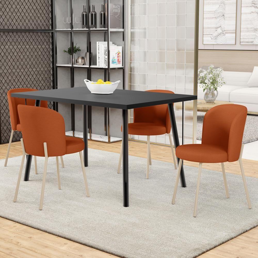 Kit 2 Cadeiras Sala De Jantar Estofada Gavi Arena L02 Tecido Terracota Lyam Decor - 2