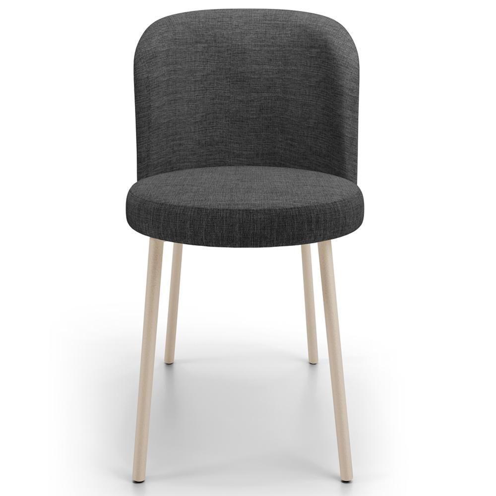 Kit 5 Cadeiras Sala De Jantar Estofada Gavi Arena L02 Linho Cinza Escuro Lyam Decor - 3