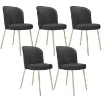 Kit 5 Cadeiras Sala De Jantar Estofada Gavi Arena L02 Linho Cinza Escuro Lyam Decor - 1
