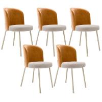 Kit 5 Cadeiras Sala De Jantar Estofada Gavi Arena L02 Couríssimo Whisky Bouclê Creme Lyam Decor - 1