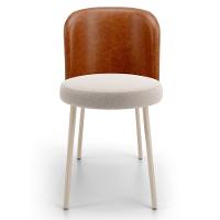 Kit 3 Cadeiras Sala De Jantar Estofada Gavi Arena L02 Couríssimo Camel Bouclê Creme Lyam Decor - 3