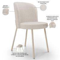 Kit 3 Cadeiras Sala De Jantar Estofada Gavi Arena L02 Linho Cru Lyam Decor