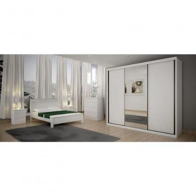 Guarda Roupa Casal Paradizzo Gold 3 Portas Correr 6 Gavetas branco MDF com Espelho