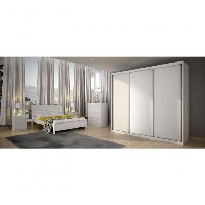 Guarda Roupa Casal Paradizzo Gold 3 Portas Correr 6 Gavetas branco MDF