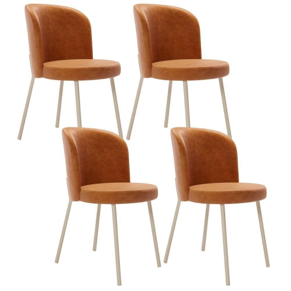 Kit 4 Cadeiras Sala De Jantar Estofada Gavi Arena L02 Couríssimo Canela Lyam Decor - 1