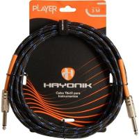 Cabo Para Instrumentos Player P10 Textil 3m Preto-azul Hayonik - 1