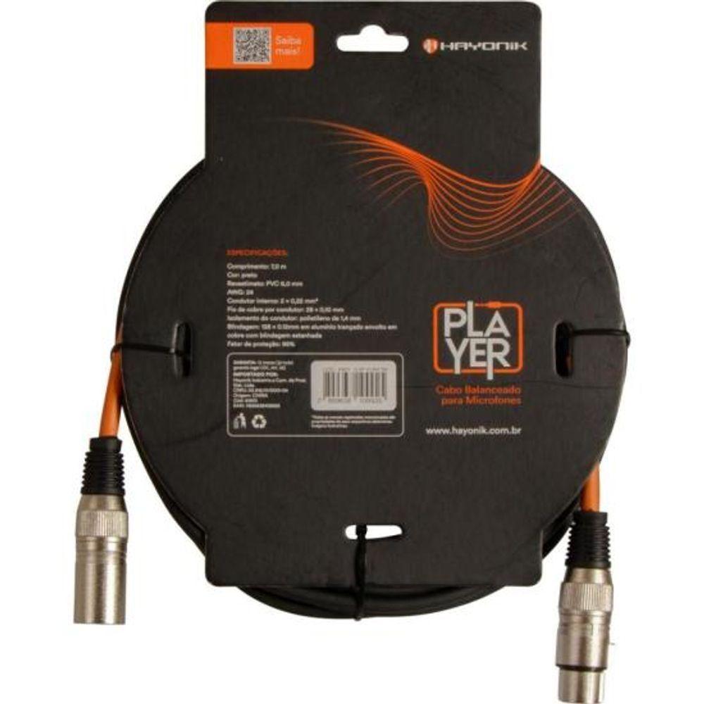 Cabo Para Microfone Player Xlr(f) X Xlr(m) 7m Preto Hayonik - 2