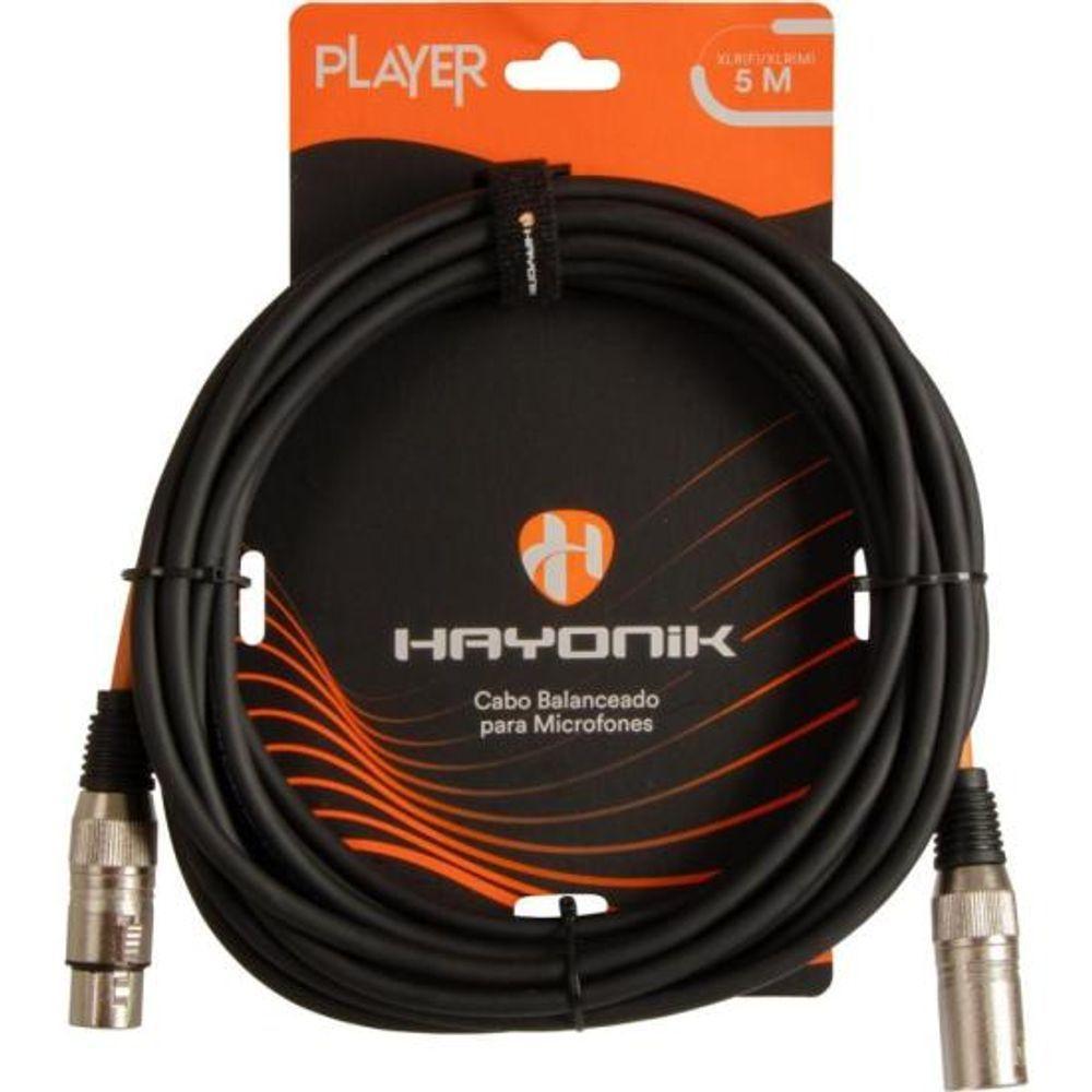 Cabo Para Microfone Player Xlr(f) X Xlr(m) 5m Preto Hayonik - 1