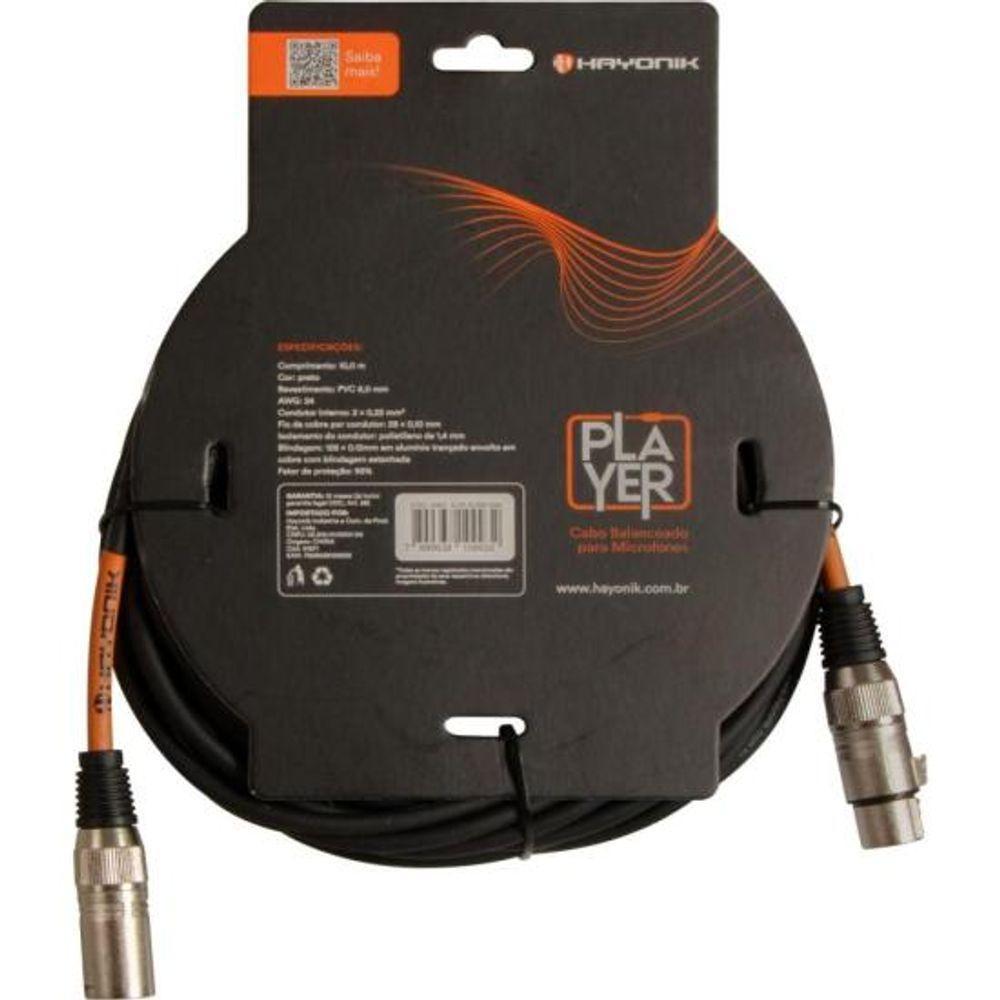 Cabo Para Microfone Player Xlr(f) X Xlr(m) 10m Preto Hayonik - 2
