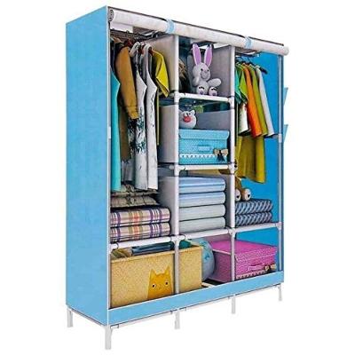 Guarda Roupa Triplo Portátil Adulto Infantil Arara com Prateleiras Tecido Metálico