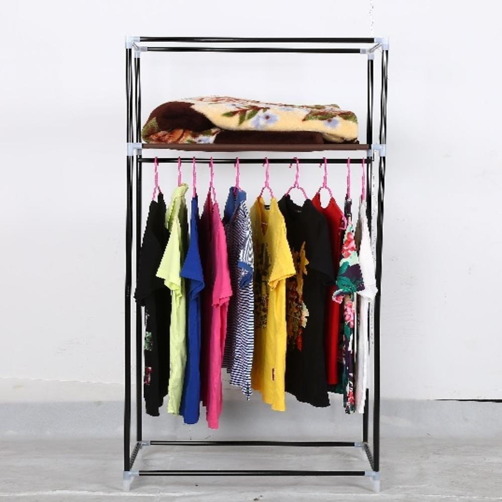 Guarda Roupa Portatil Aramario Ziper Organizador Cabideiro Arara Prateleira Sapateira Praia Marrom - 2